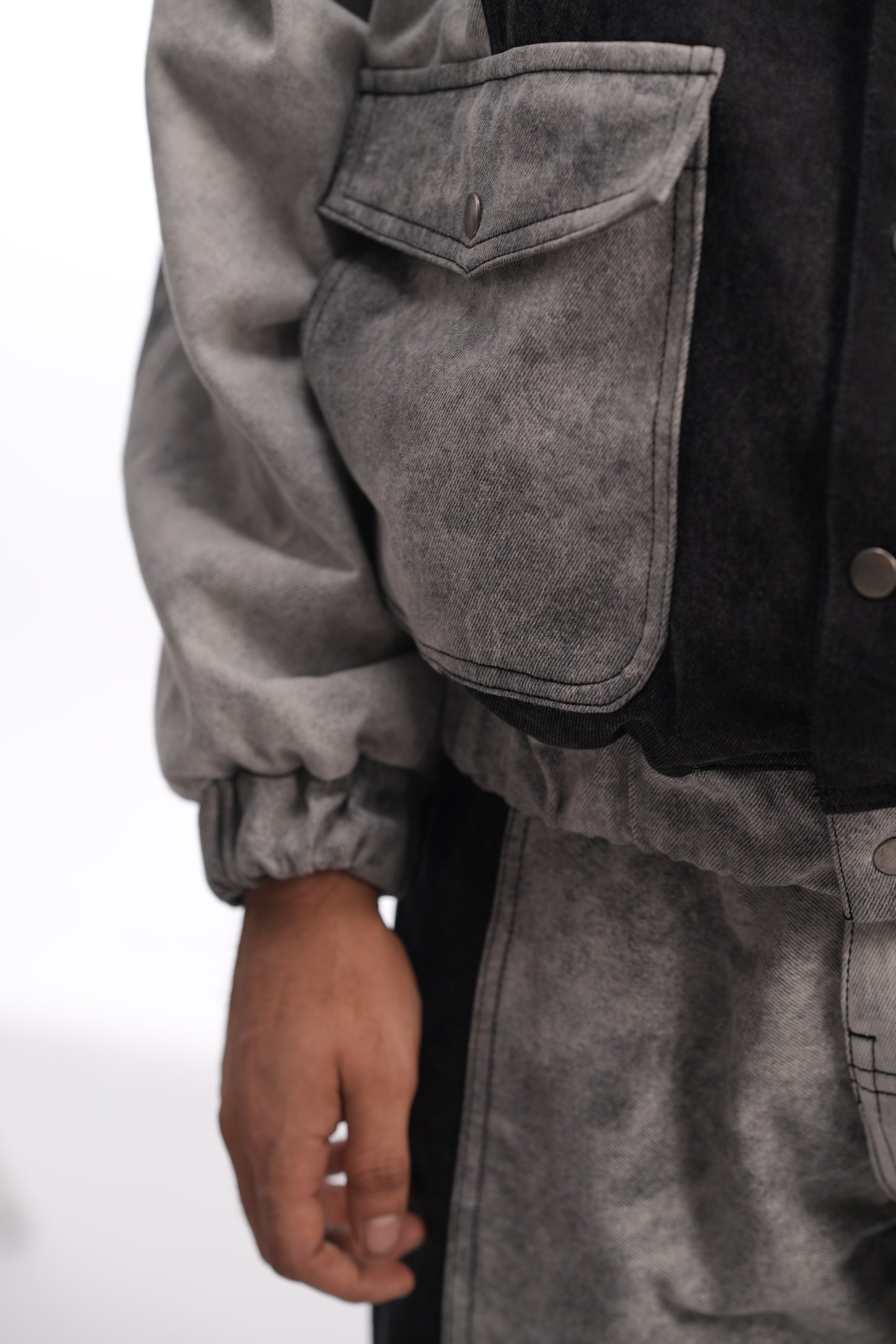 Inverse Panel Denim Puffer