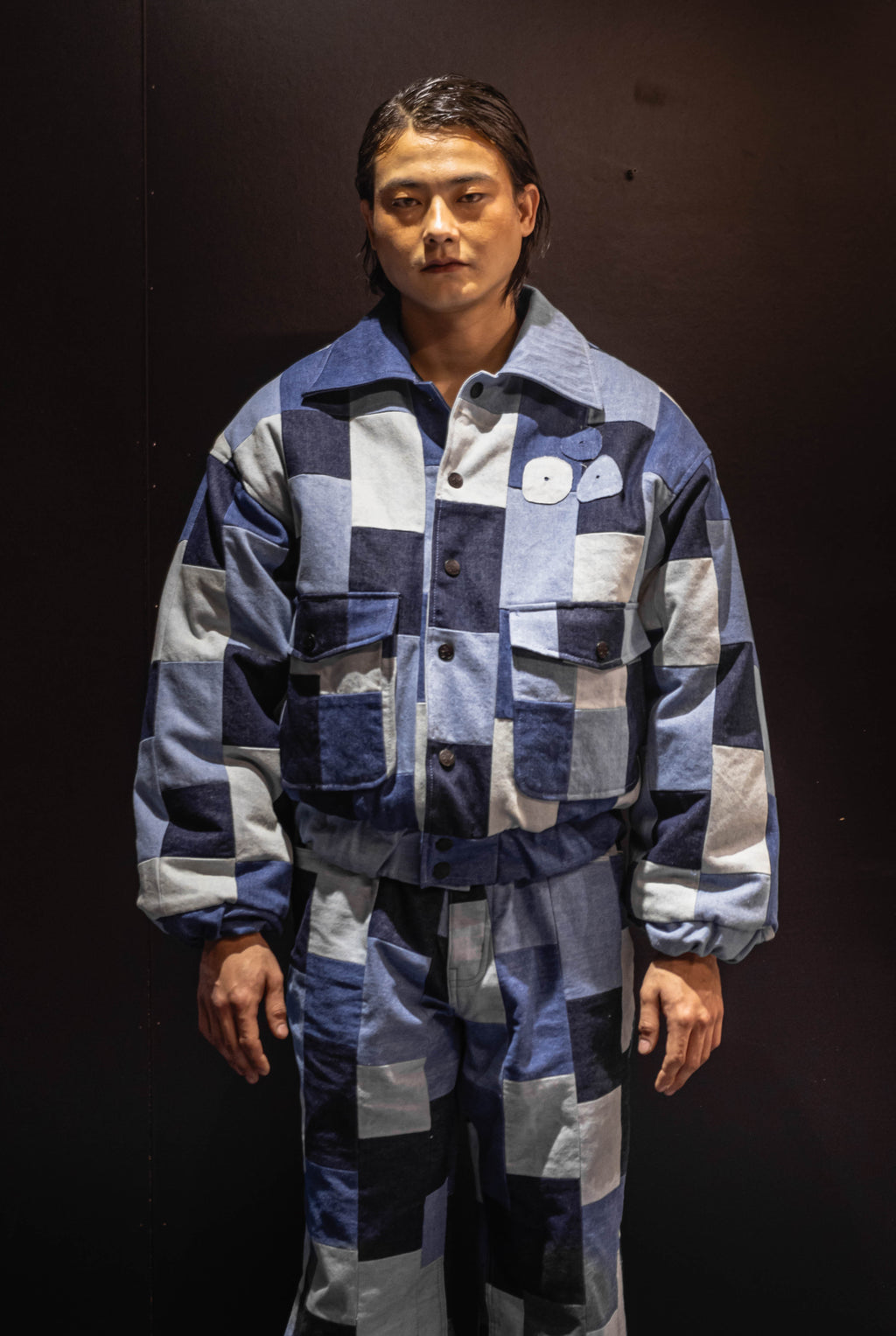 Upcycled Denim Patchwork Puffer