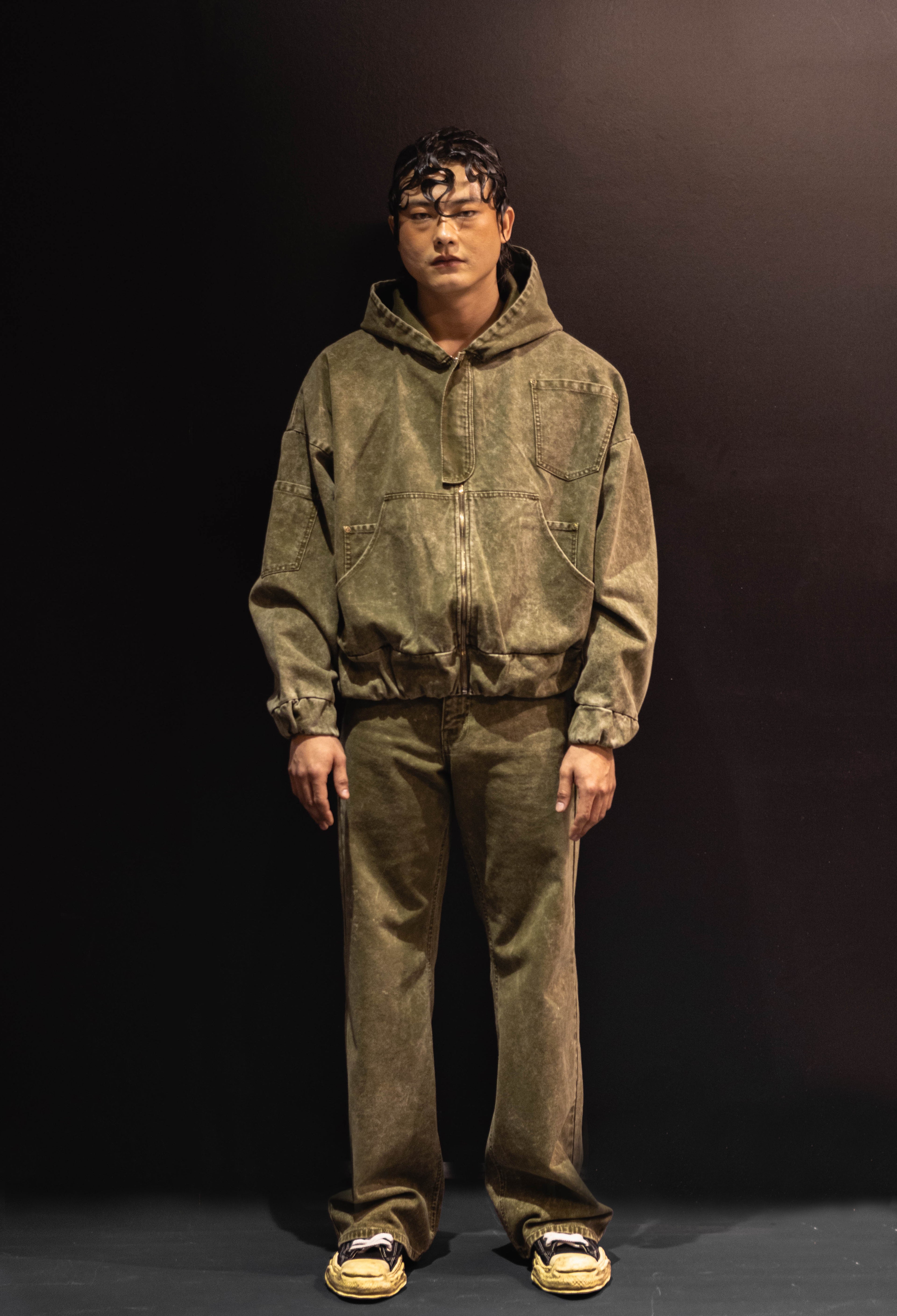 Olive Denim Fly Hoodie