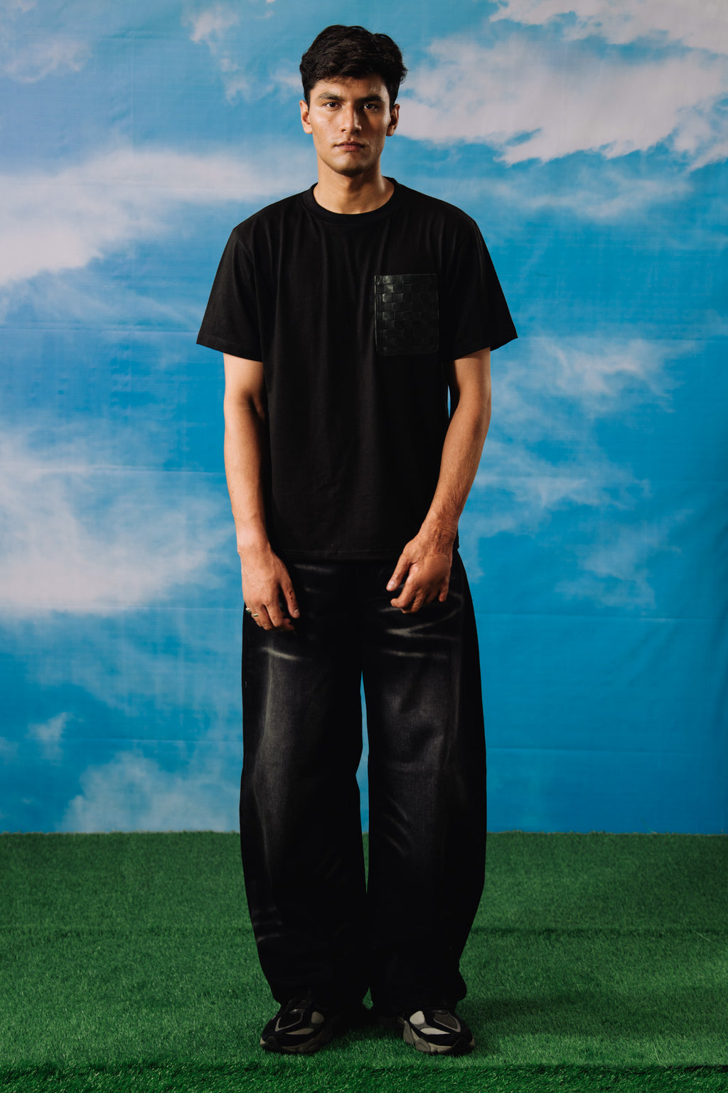 Black Stripe Balloon Denim