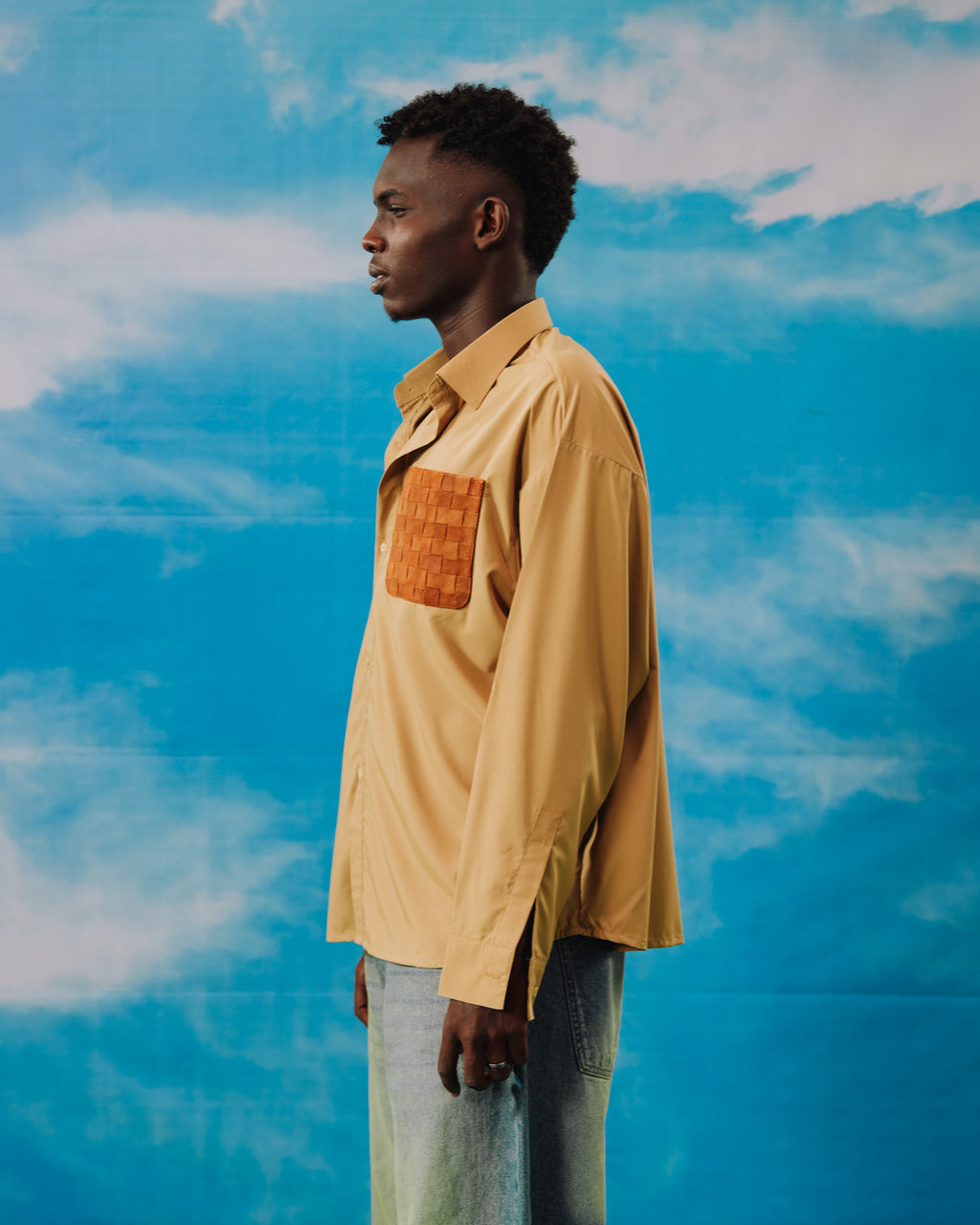 Beige Woven Pocket Overshirt