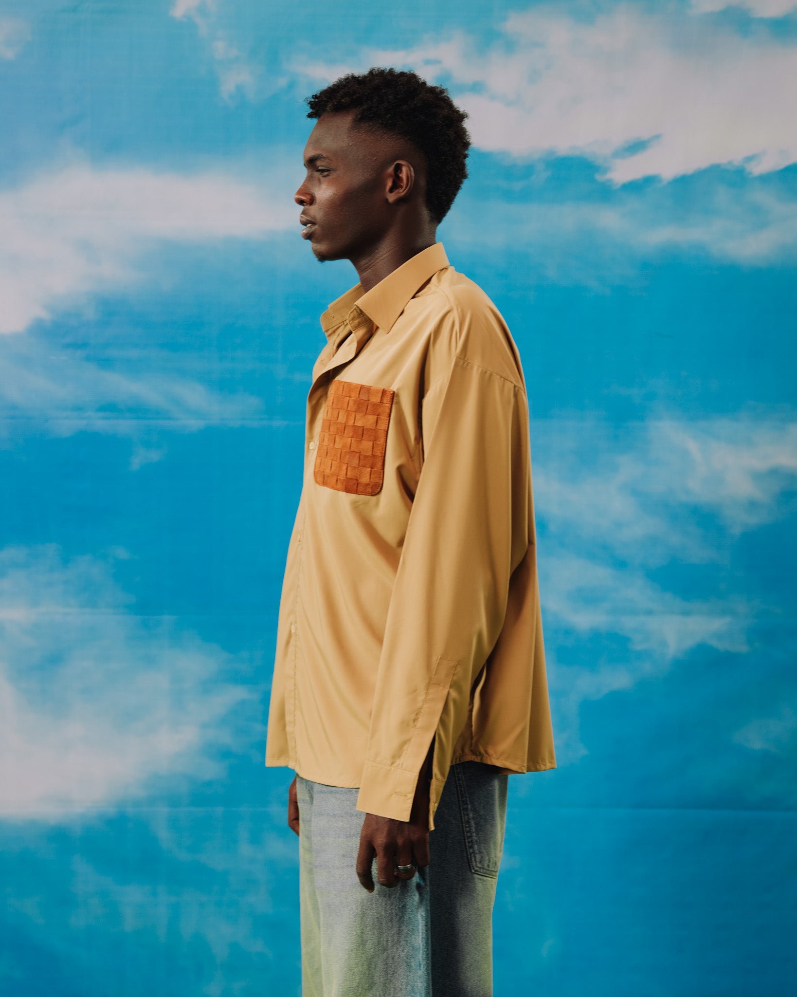 Beige Woven Pocket Overshirt
