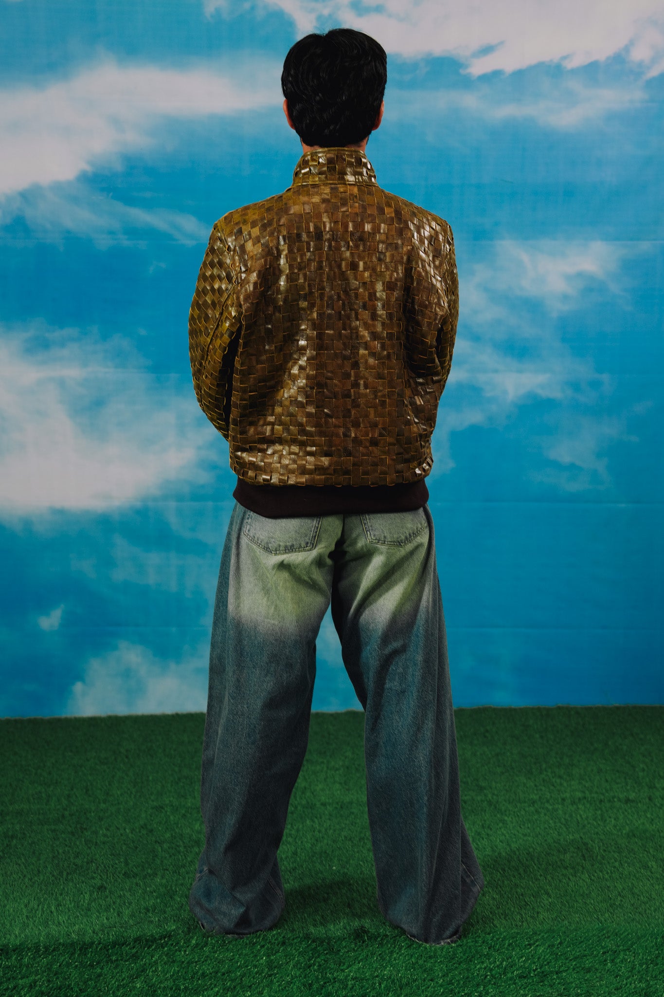 Honeycomb Braided Leather Jacket
