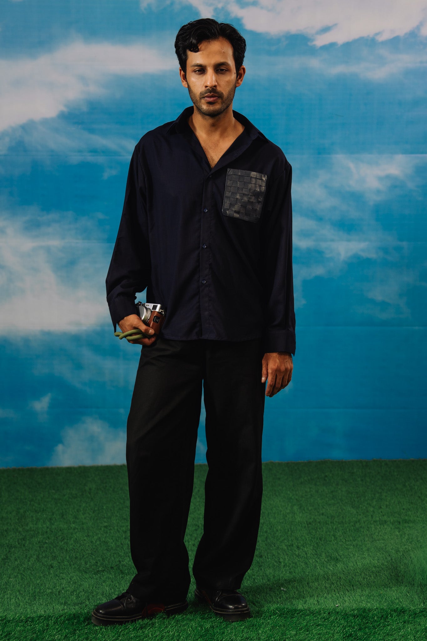 Navy Woven Pocket Overshirt