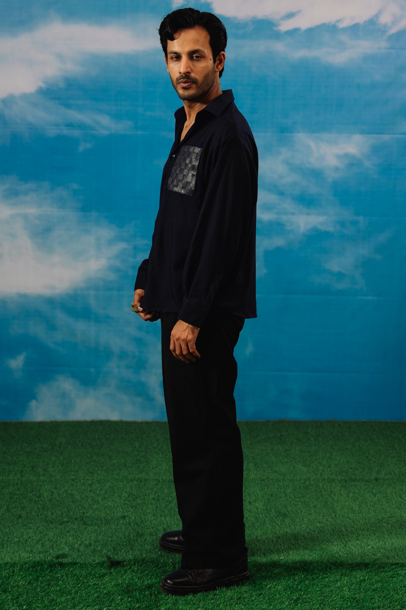 Navy Woven Pocket Overshirt