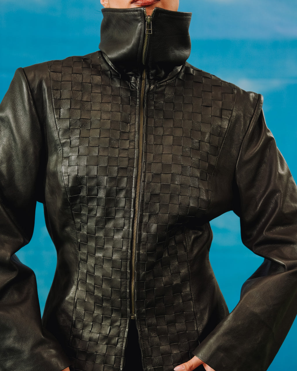 Petite Braided Leather Jacket