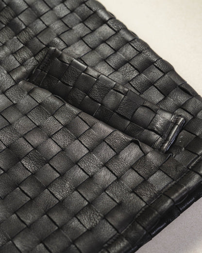 Brown Woven Leather Braided Jacket