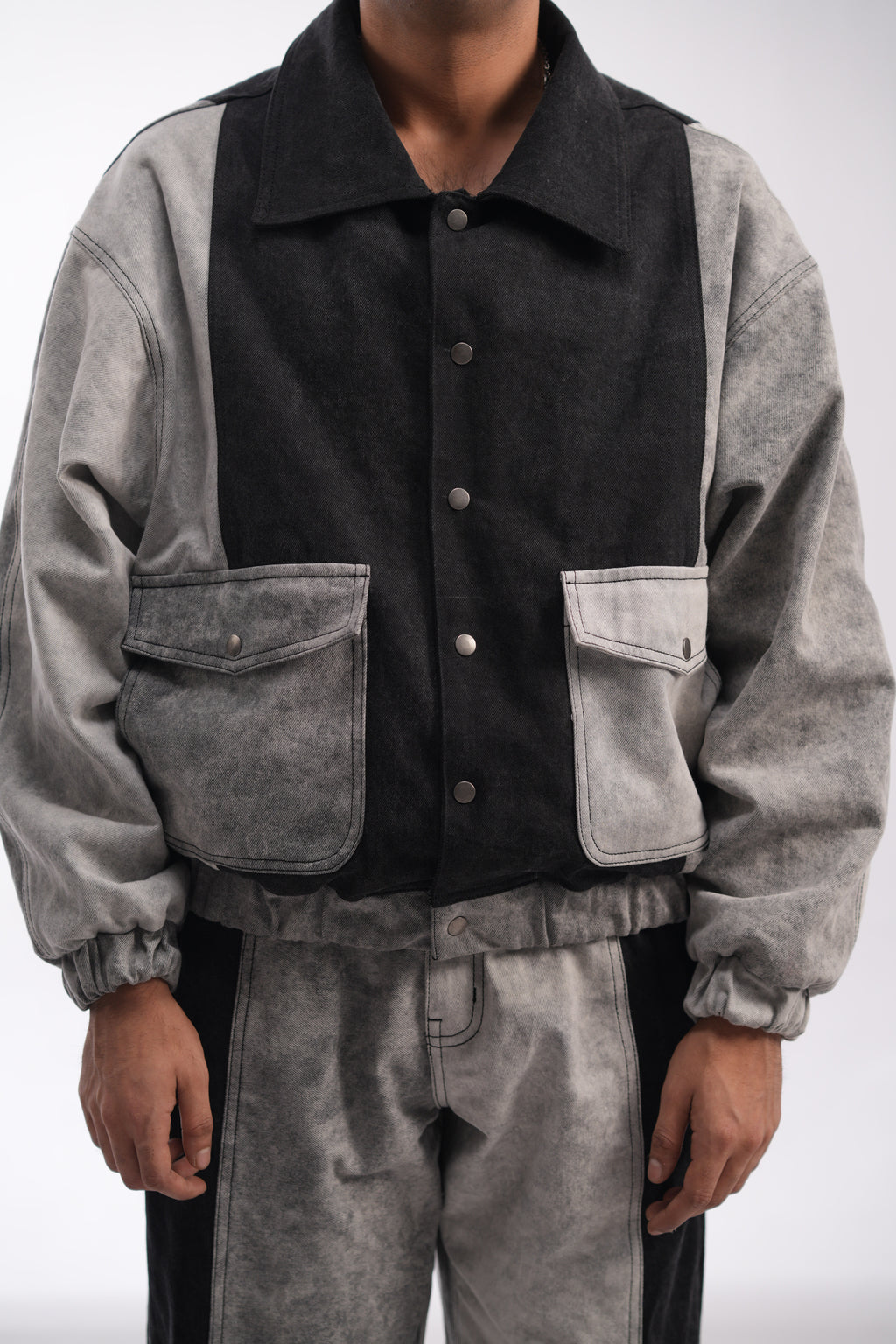 Inverse Panel Denim Puffer