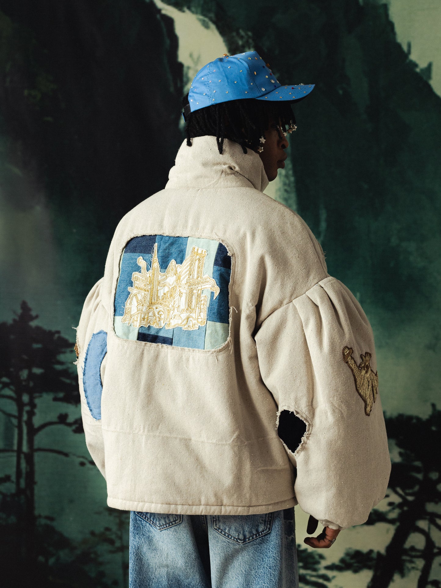 Poofy Embroidered Puffer