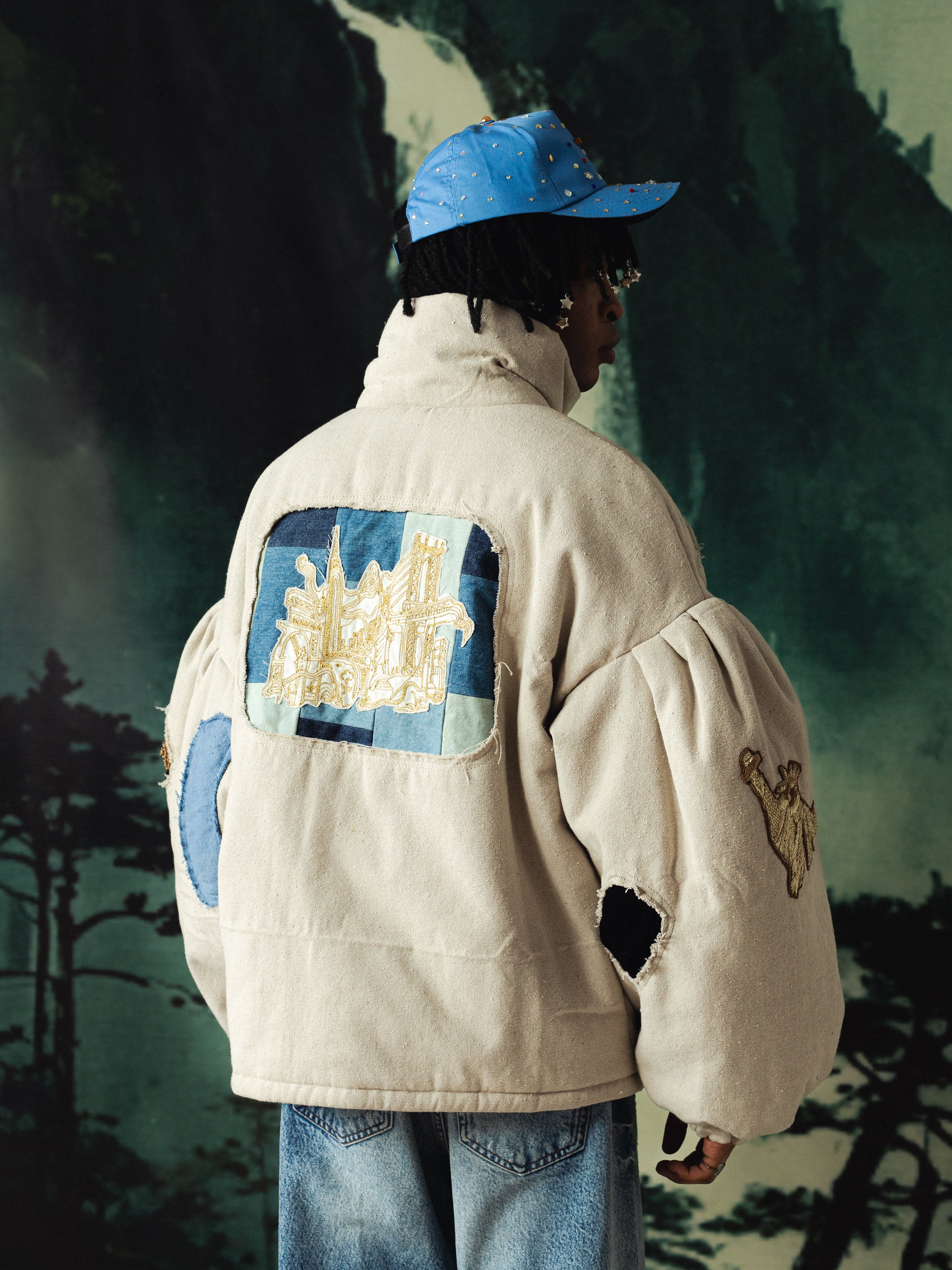 Poofy Embroidered Puffer