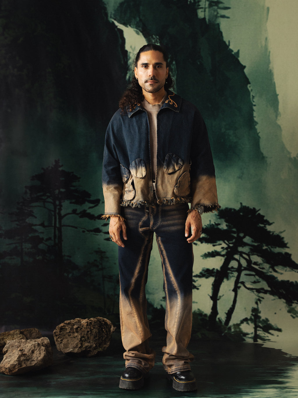 Rust Wasted Denim Jeans