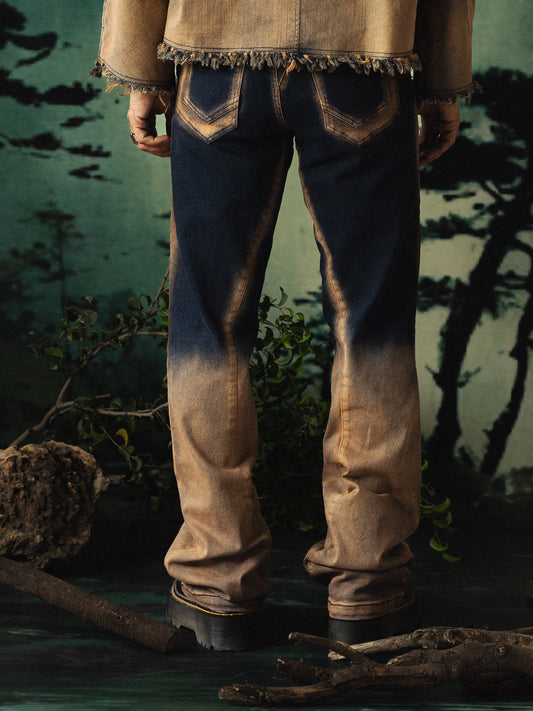 Rust Wasted Denim Jeans