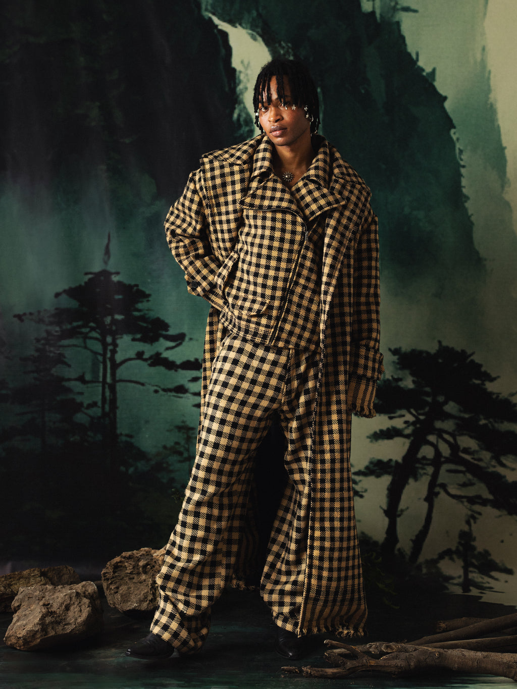 Brown Checkered ‘KHES’ Coat