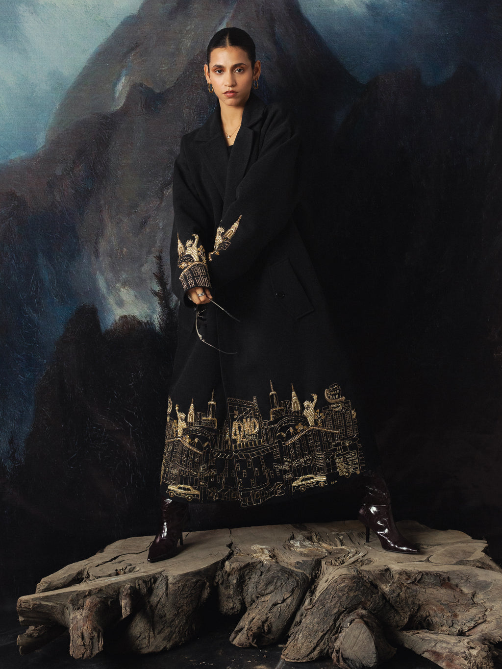 NYC Embroidered Oversized Coat