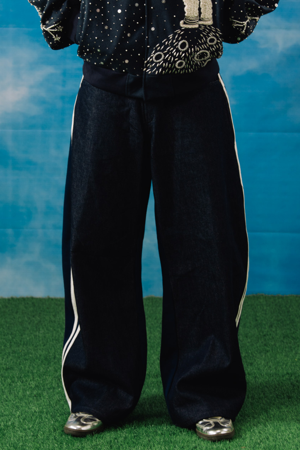 Blue Knit Balloon Denim