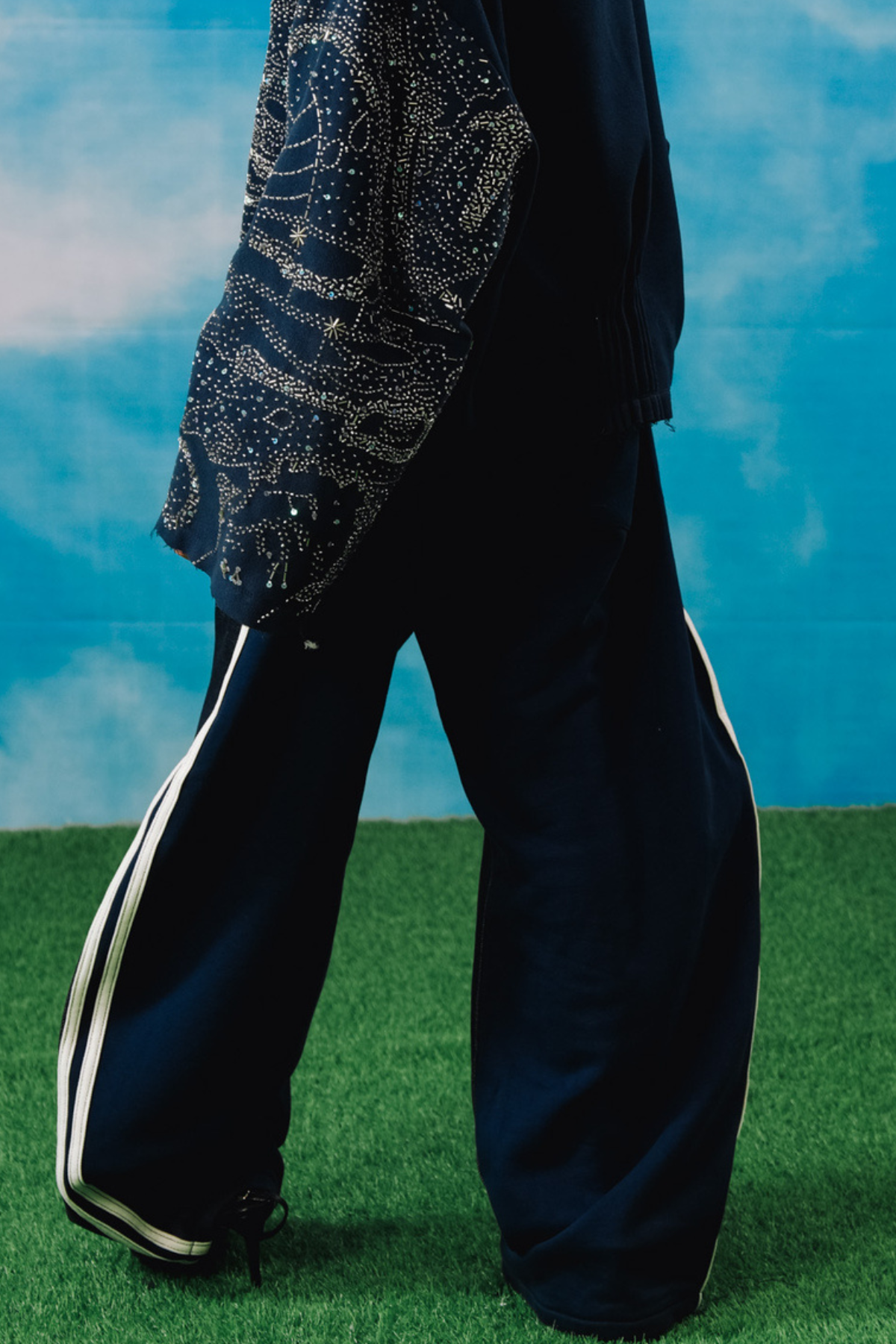 Blue Knit Balloon Denim