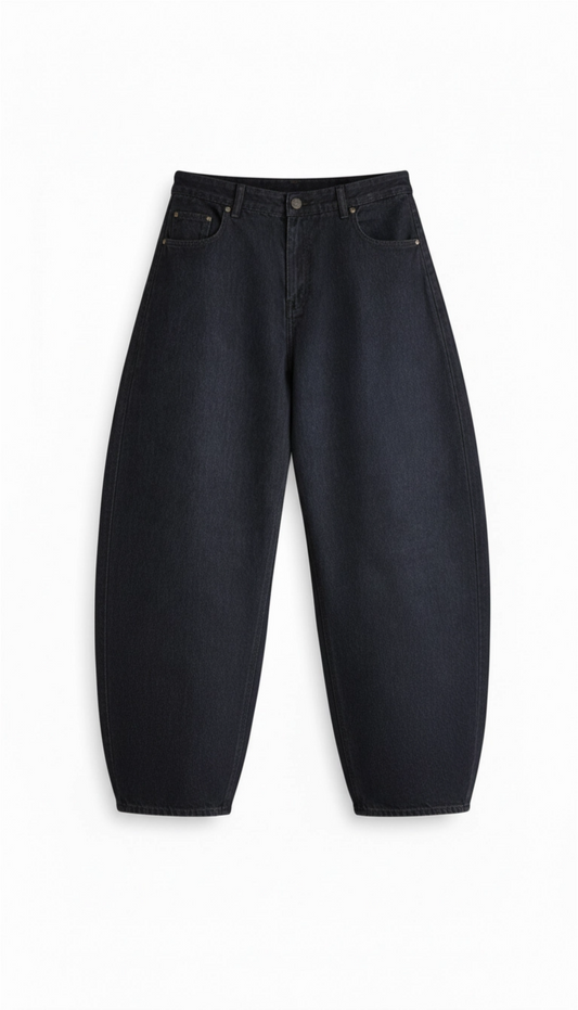 Half Knit Denim Balloon Pants
